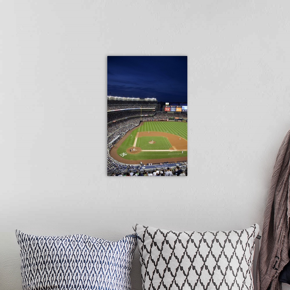 A bohemian room featuring New Yankee Stadium, located in the Bronx, New York