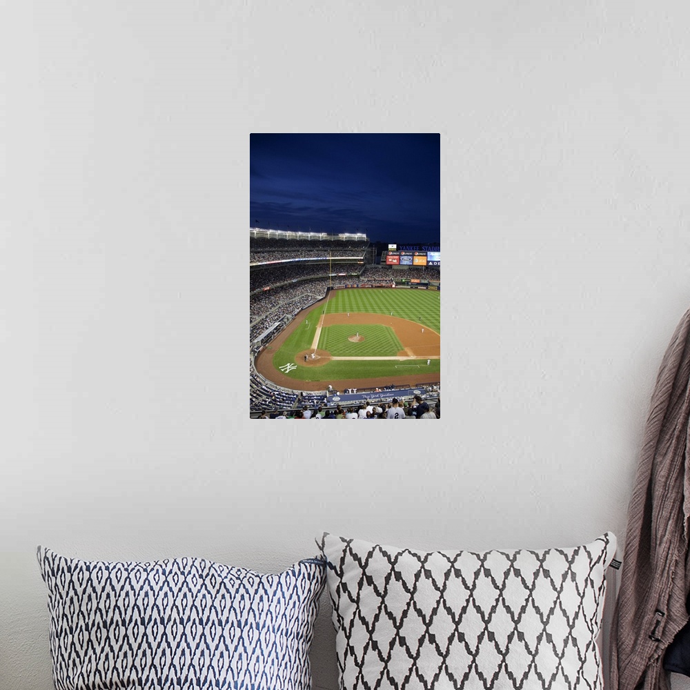 A bohemian room featuring New Yankee Stadium, located in the Bronx, New York