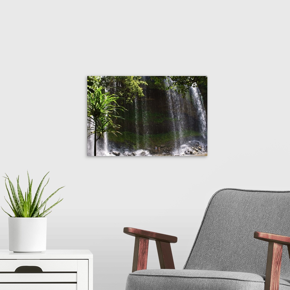 A modern room featuring Ngardmau waterfalls Koror, Republic of Palau, Pacific
