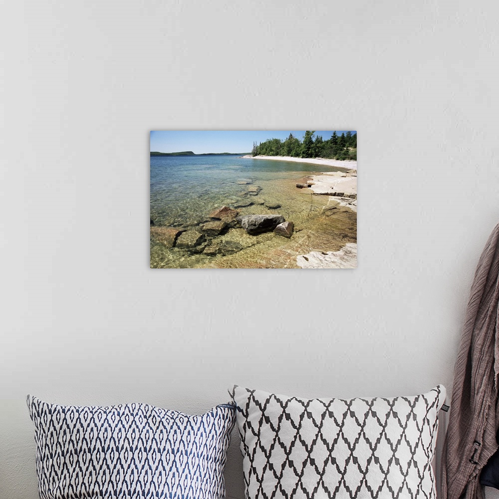 A bohemian room featuring North shore of lake on rocky platform, Lake Superior, Canada