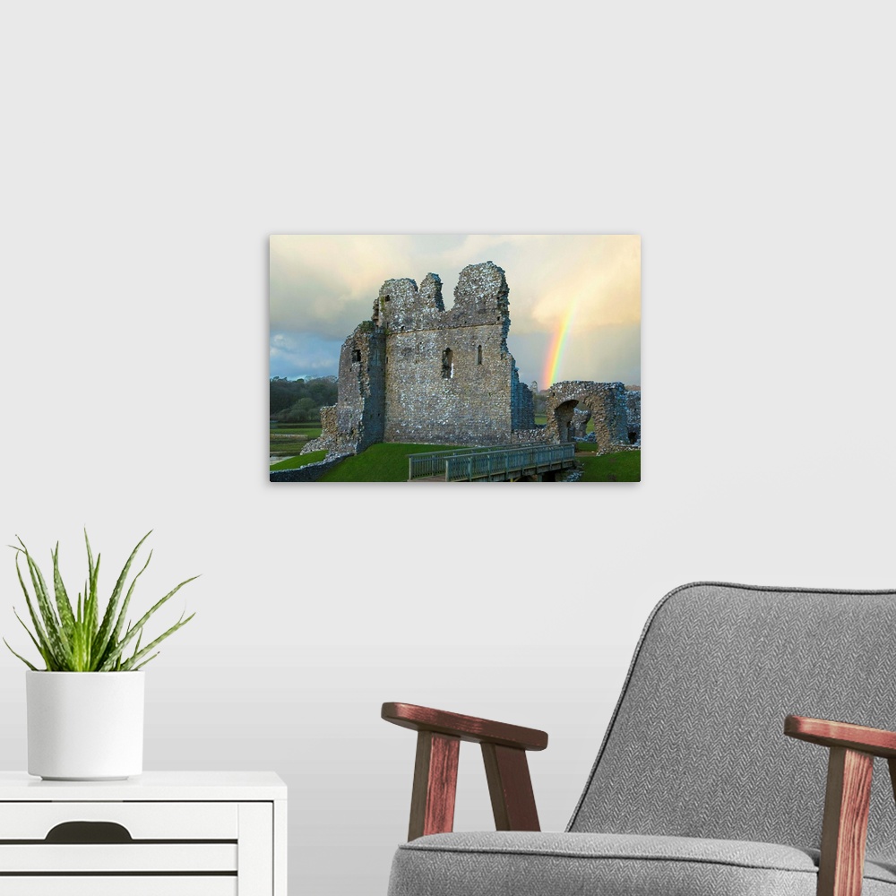A modern room featuring Ogmore Castle, Bridgend, Wales, U.K