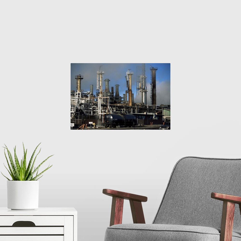 A modern room featuring Oil refinery at Laurel, near Billings, Montana