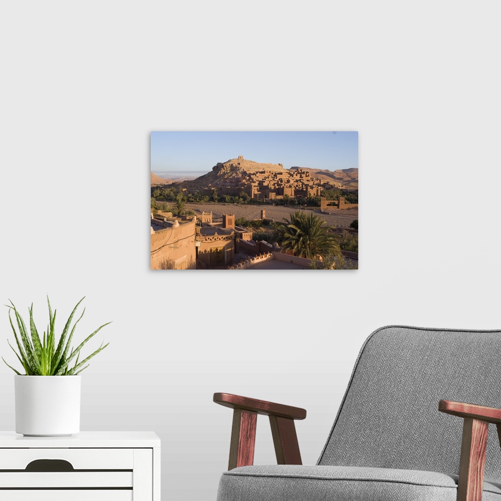 A modern room featuring Old City, the location for many films, Ait Ben Haddou, Morocco, Africa