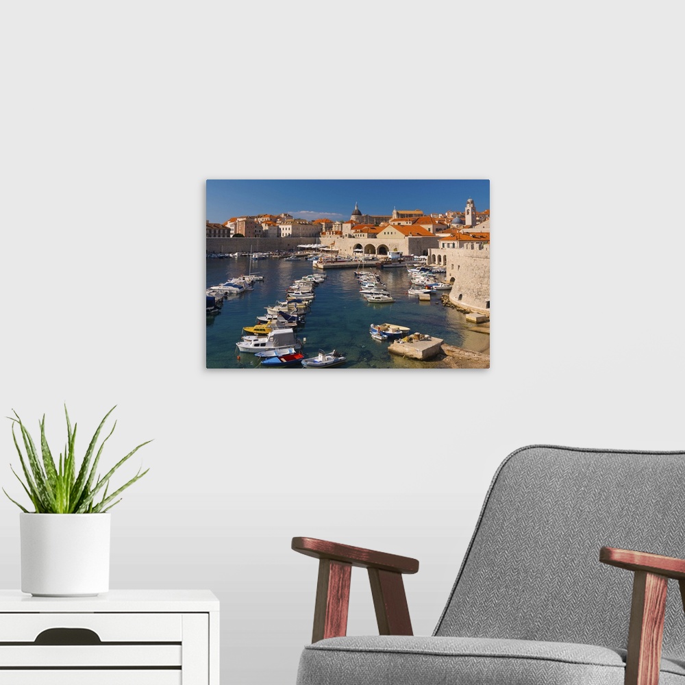 A modern room featuring Old Harbour and Town, Dubrovnik, Dalmatia, Croatia