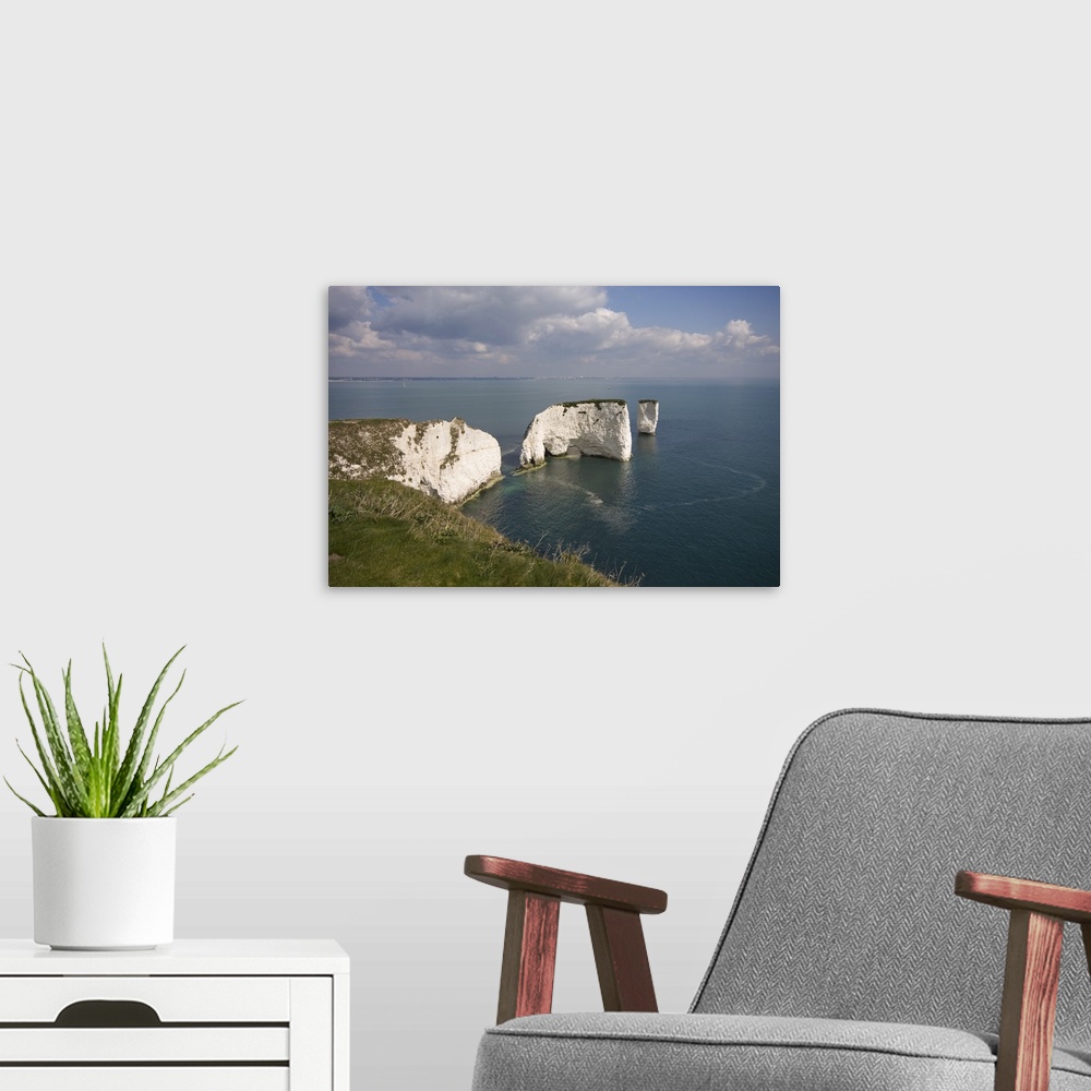 A modern room featuring Old Harry Rocks, The Foreland or Handfast Point, Studland, Dorset, England