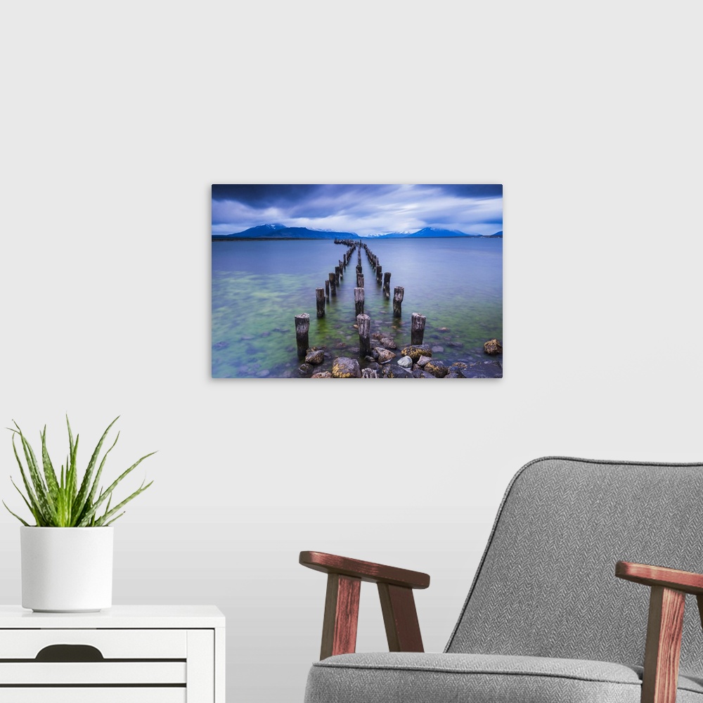 A modern room featuring Old pier at Puerto Natales, Ultima Esperanza Province, Chilean Patagonia, Chile, South America, S...