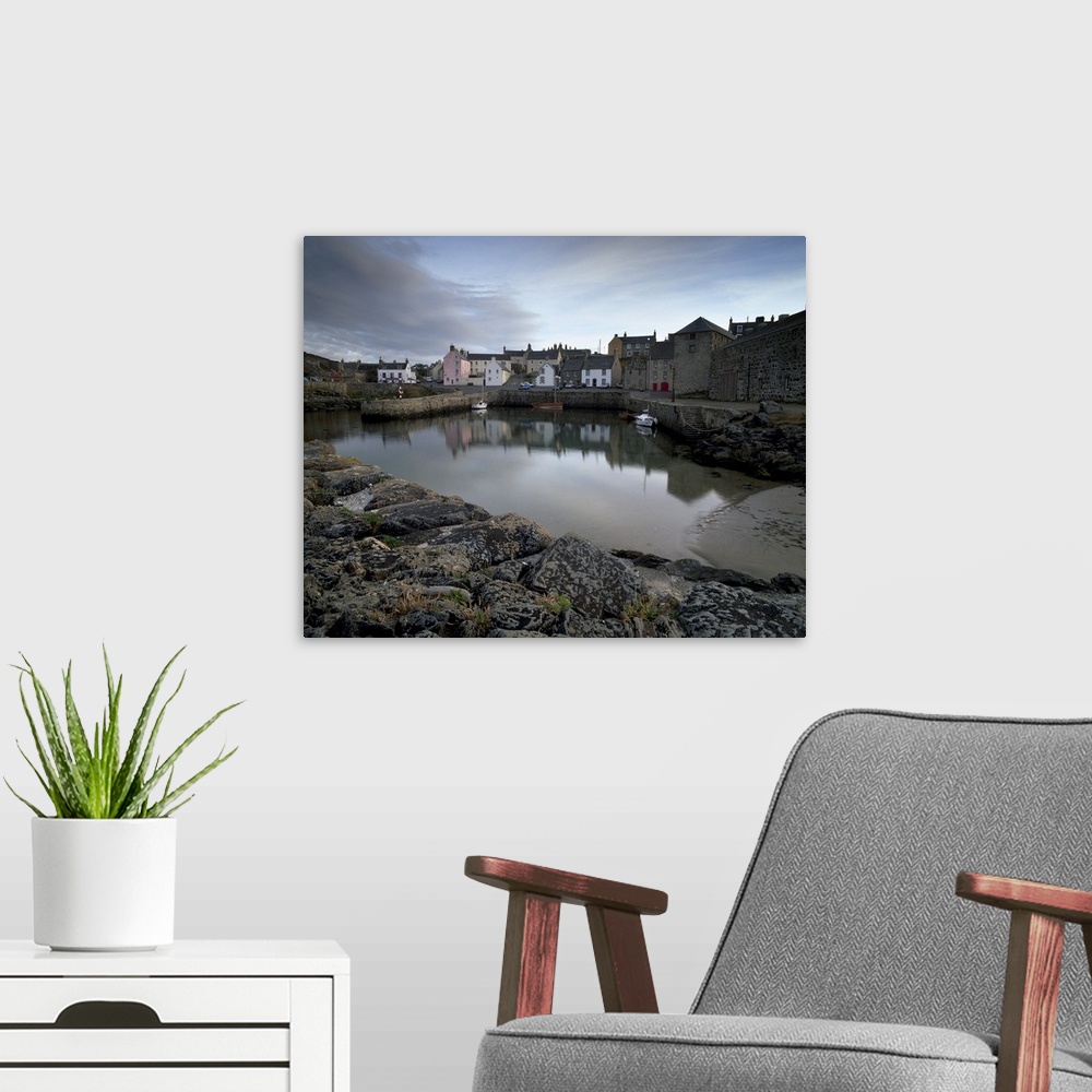 A modern room featuring Old stone harbour, Portsoy, Morayshire, Scotland
