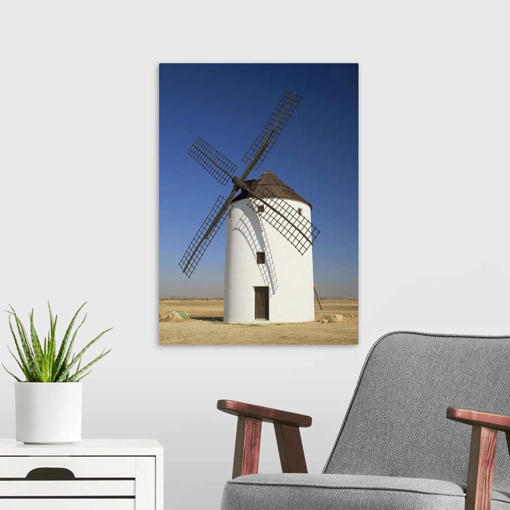 A modern room featuring One of the windmills above the village of Consuegra, Castile la Mancha, Spain