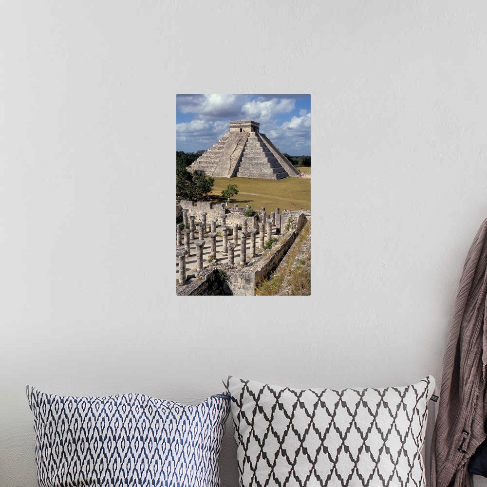 A bohemian room featuring One thousand Mayan columns and pyramid El Castillo, Chichen Itza, Yucatan, Mexico