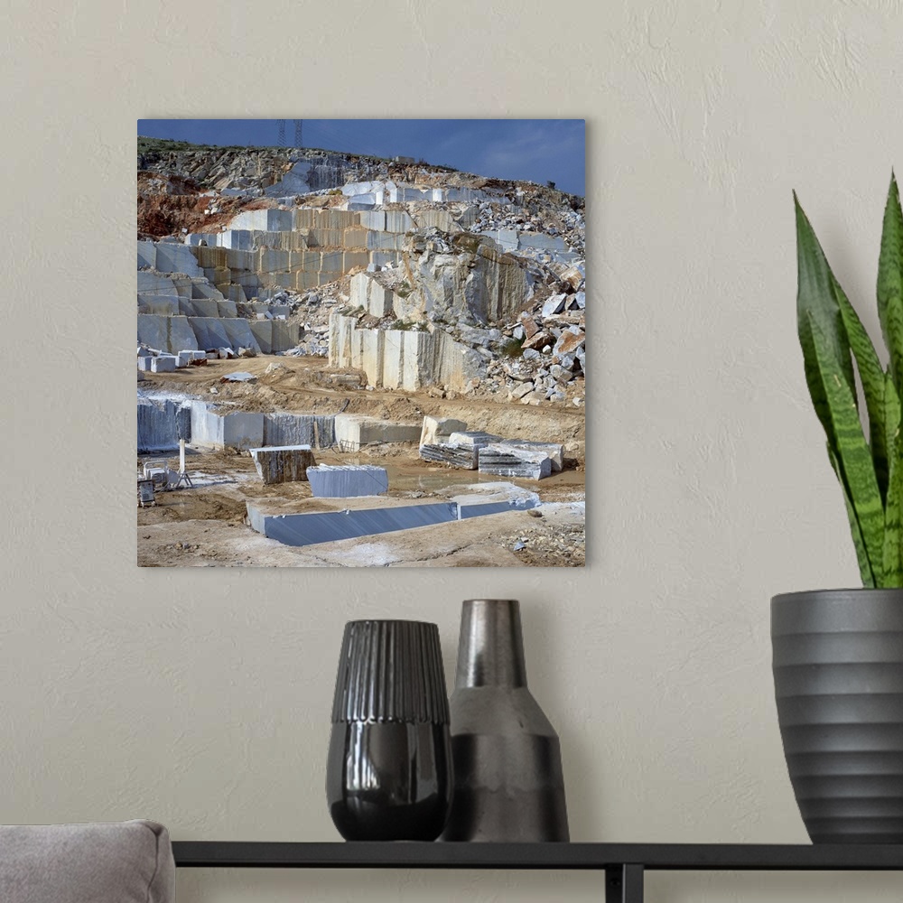 A modern room featuring Open cast marble mine, Greece, Europe