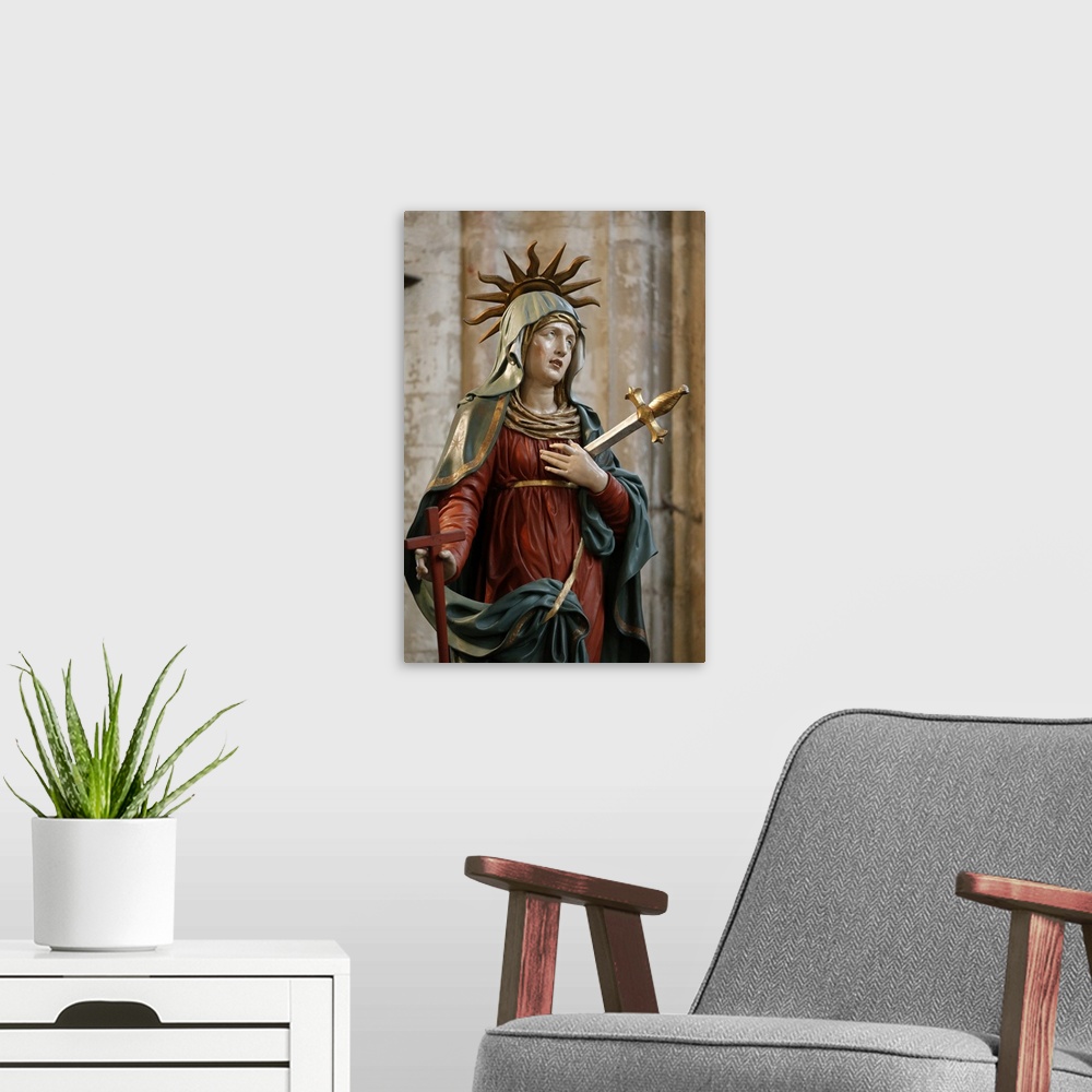A modern room featuring Our Lady of Sorrows, Saint Salvators Cathedral, Bruges, West Flanders, Belgium, Europe.