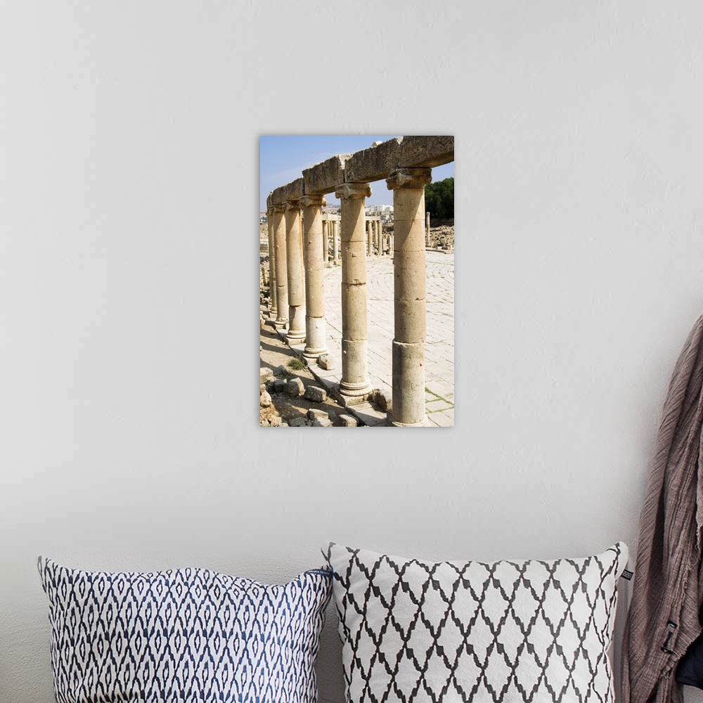 A bohemian room featuring Oval Plaza, Colonnade and Ionic columns, a Roman Decapolis city, Jordan