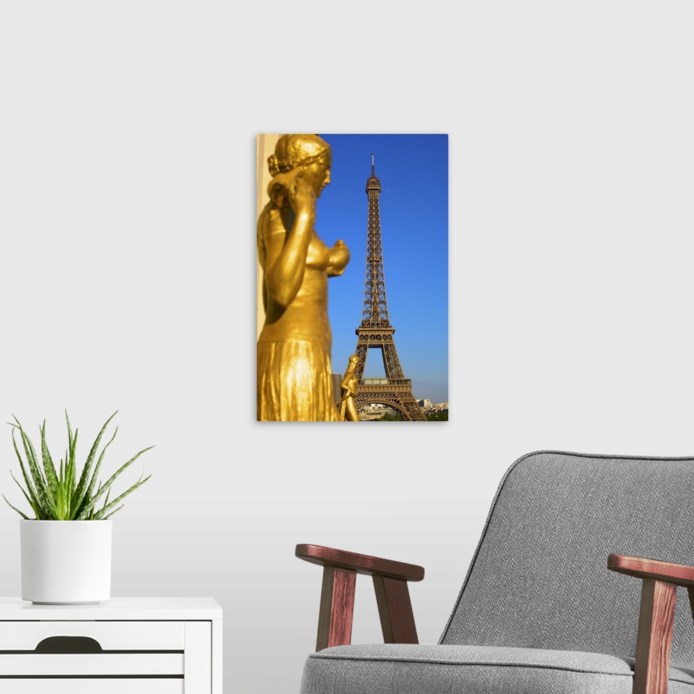 A modern room featuring Palais de Chaillot and Eiffel Tower, Paris, France, Europe