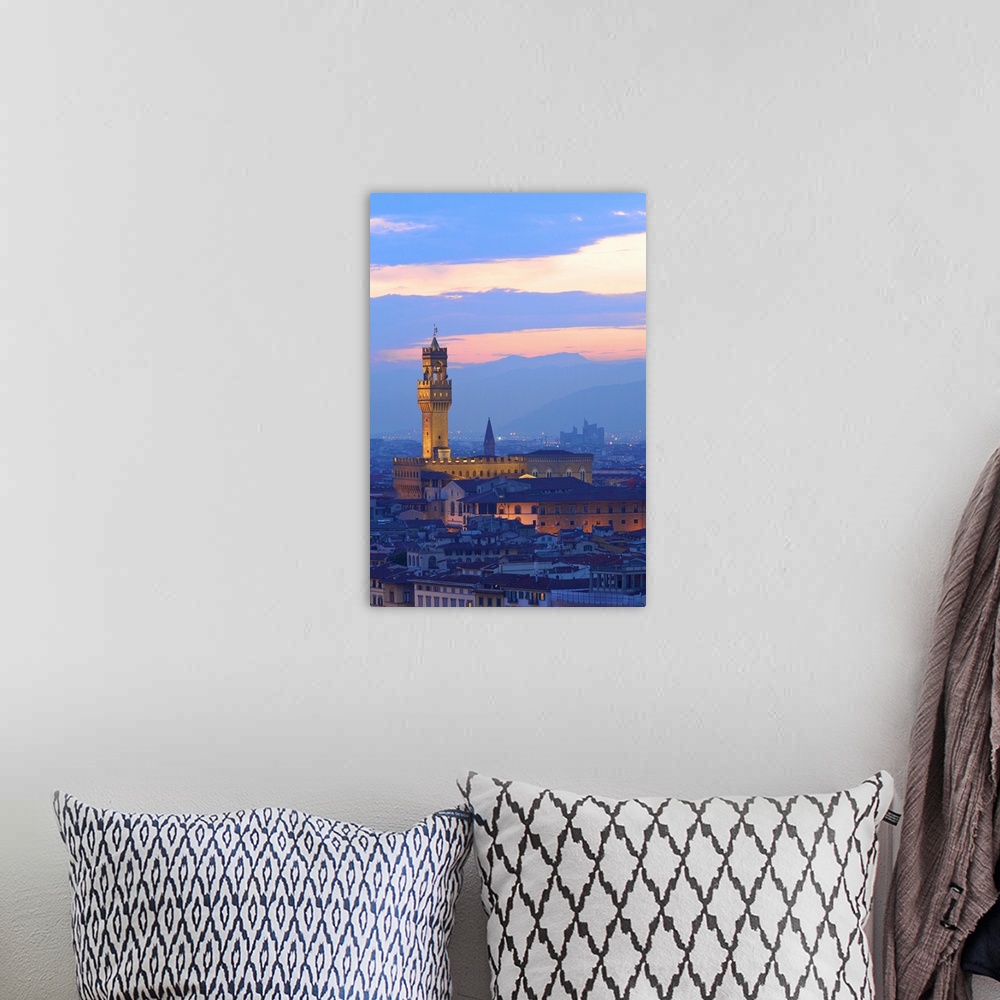 A bohemian room featuring Palazzo Vecchio from Piazzale Michelangelo, Florence, Tuscany, Italy