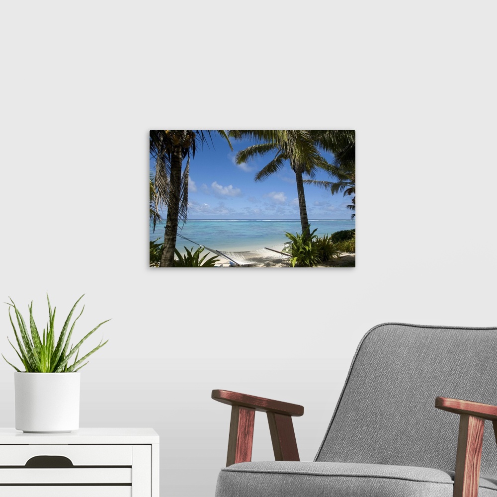 A modern room featuring Palm fringed beaches, Cook Islands, South Pacific, Pacific