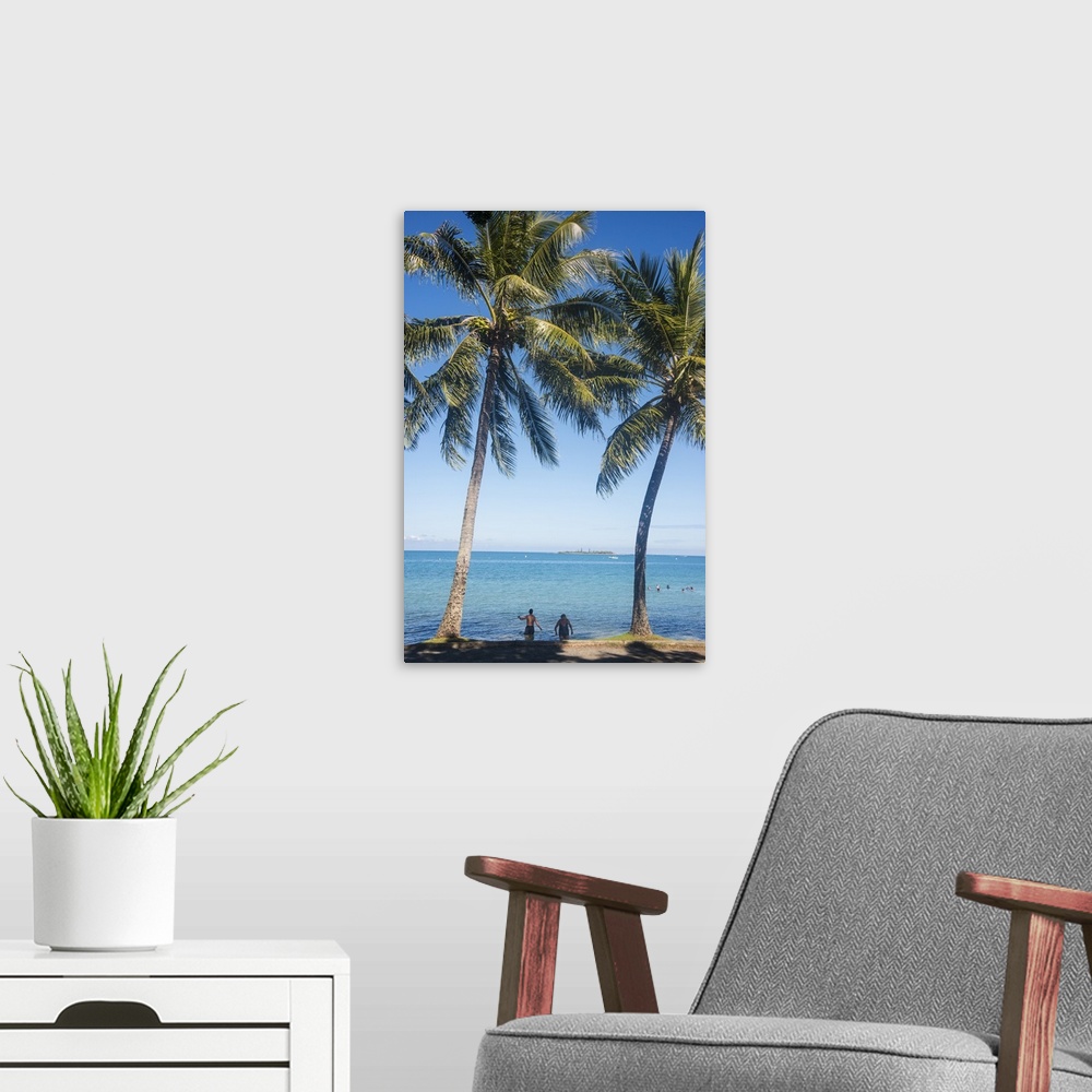 A modern room featuring Palm trees, Anse Vata beach, Noumea, New Caledonia