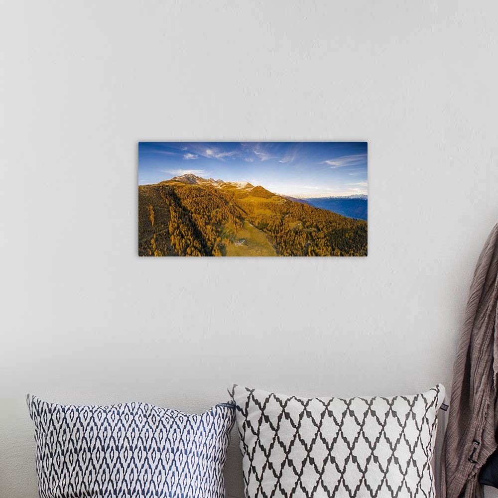 A bohemian room featuring Panoramic view of Alpe Mara with Corna Mara in autumn, Valtellina, Lombardy, Italy, Europe