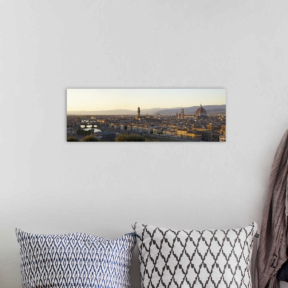 A bohemian room featuring Panoramic view of Ponte Vecchio, River Arno, Florence, Tuscany, Italy