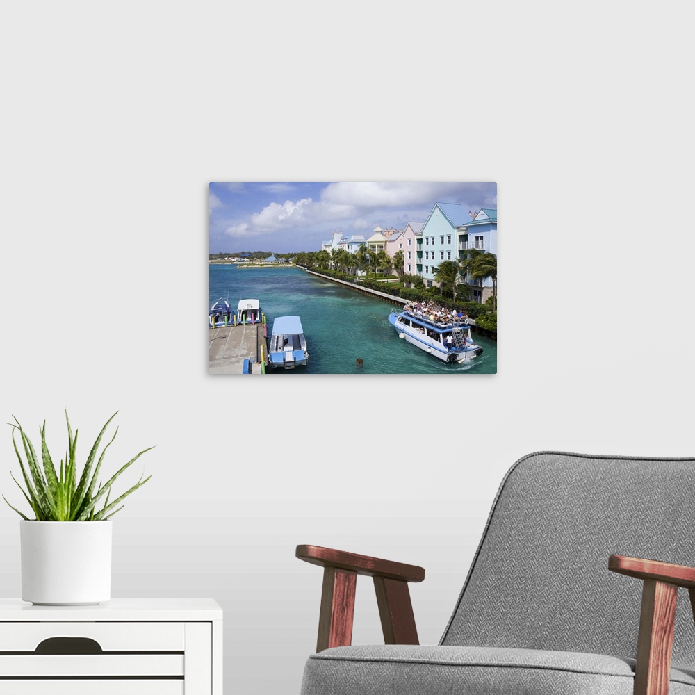 A modern room featuring Paradise Island ferry terminal, Nassau City, New Providence Island, Bahamas, West Indies