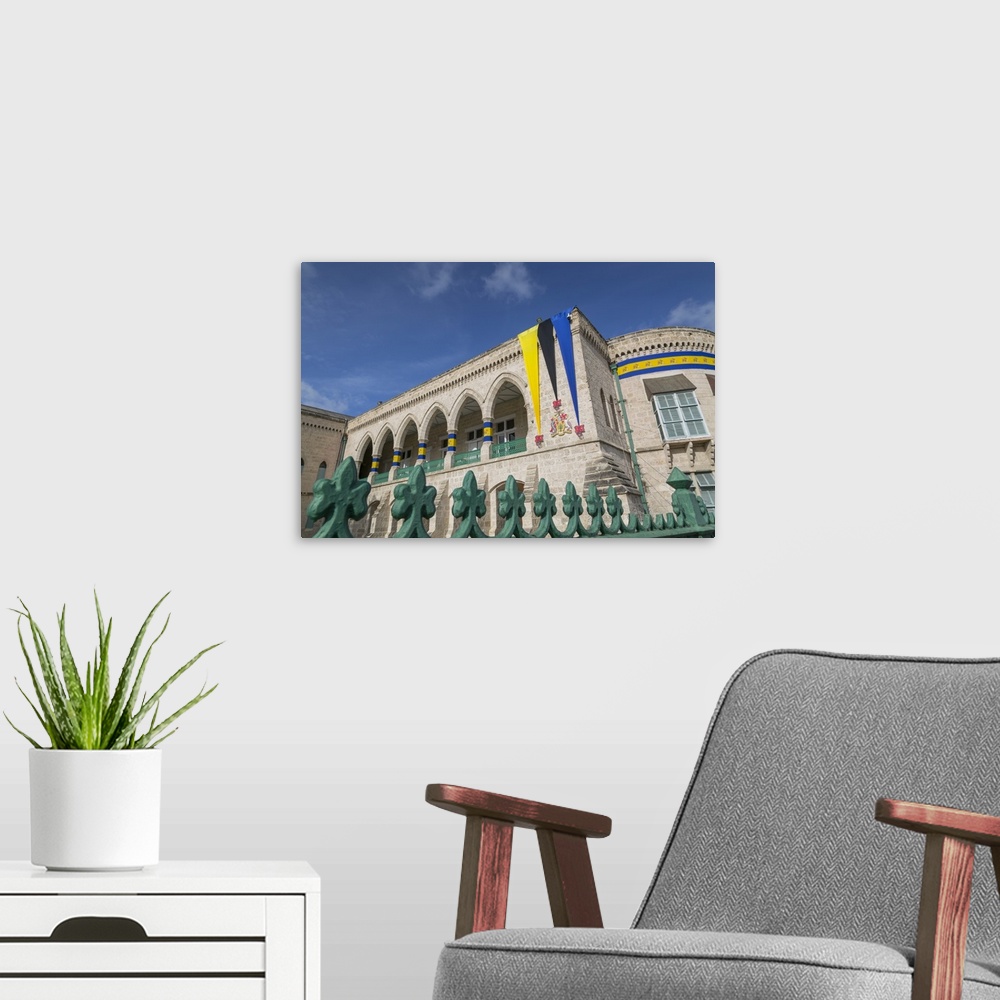 A modern room featuring Parliament Building in National Heroes Square, Bridgetown, St. Michael, Barbados, West Indies, Ca...