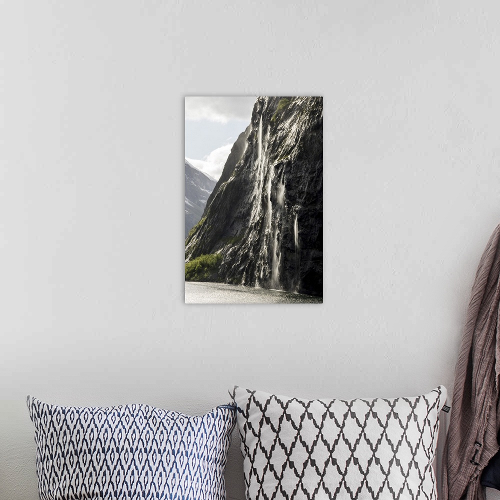 A bohemian room featuring Part of the Seven Sisters waterfall, Geiranger Fjord, UNESCO World Heritage Site, More og Romsdal...