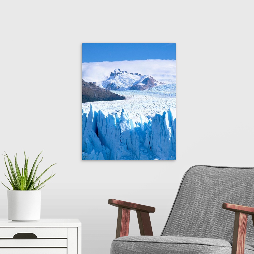 A modern room featuring Perito Moreno glacier and Andes mountains, El Calafate, Argentina