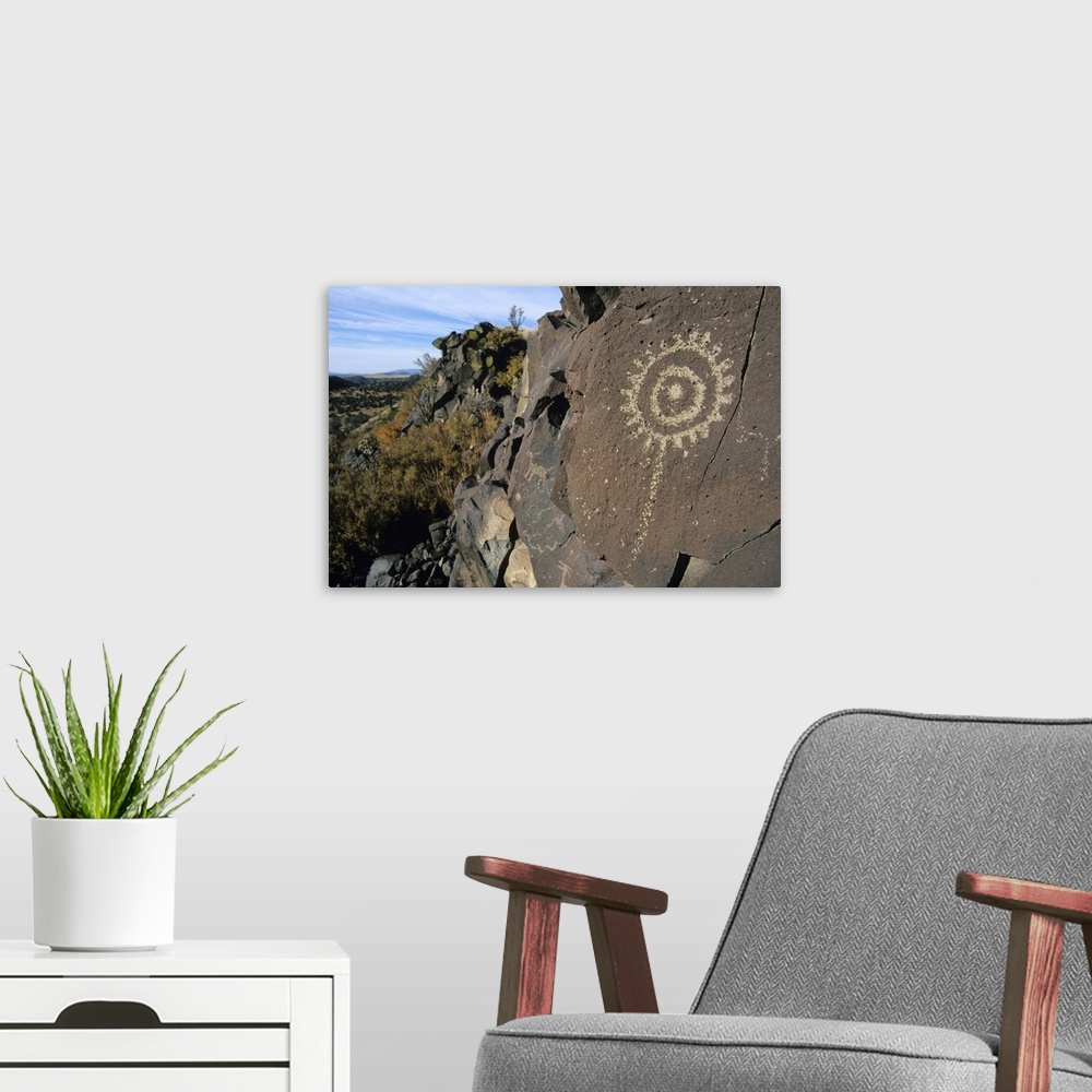 A modern room featuring Petroglyphs, Santa Fe County, New Mexico, United States of America