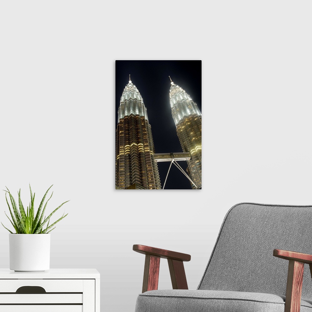 A modern room featuring Petronas Twin Towers, Kuala Lumpur, Malaysia