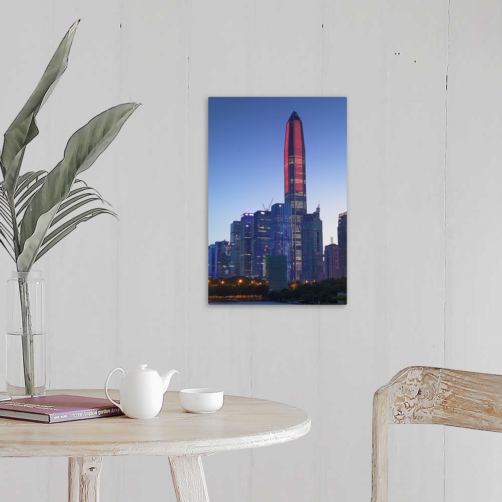 A farmhouse room featuring Ping An International Finance Centre, world's fourth tallest building in 2017 at 600m, and Civic ...