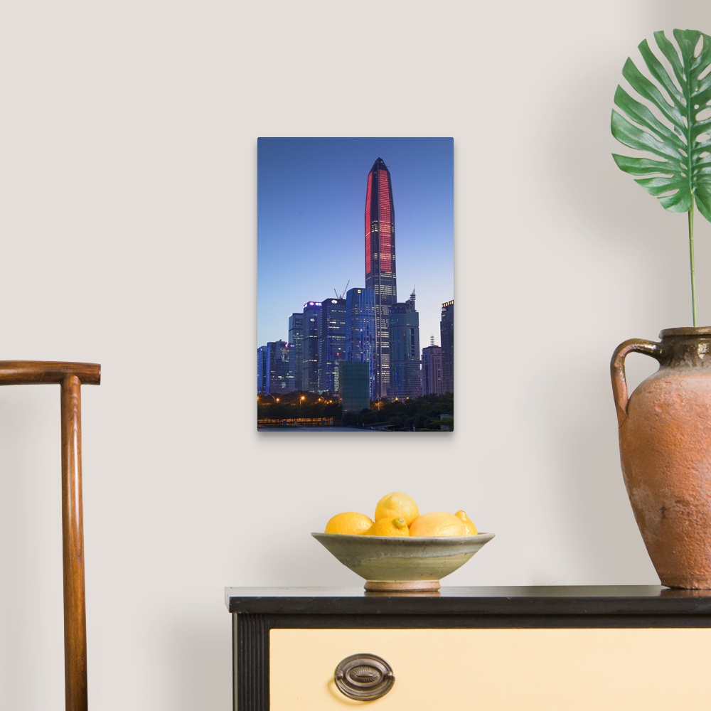 A traditional room featuring Ping An International Finance Centre, world's fourth tallest building in 2017 at 600m, and Civic ...