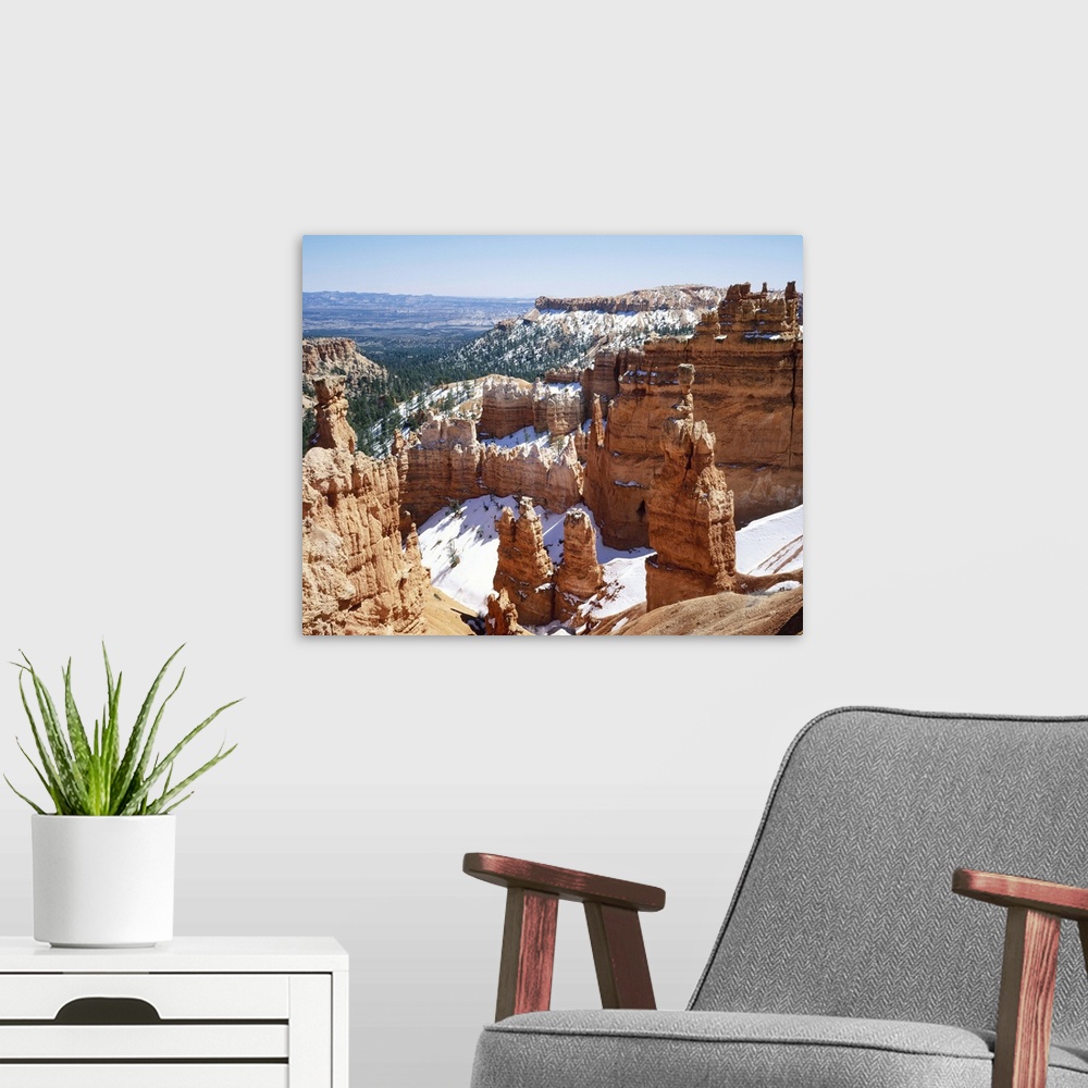 A modern room featuring Pinnacles and rock formations caused by erosion, Bryce Canyon National Park, in Utah