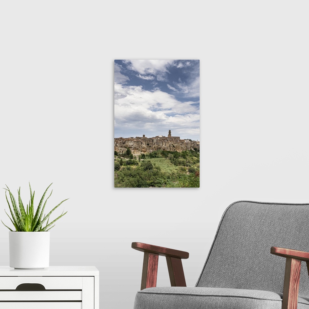 A modern room featuring Pitigliano, Etruscan hilltop town perched on tufa rocks, province of Grosseto, Tuscany, Italy, Eu...