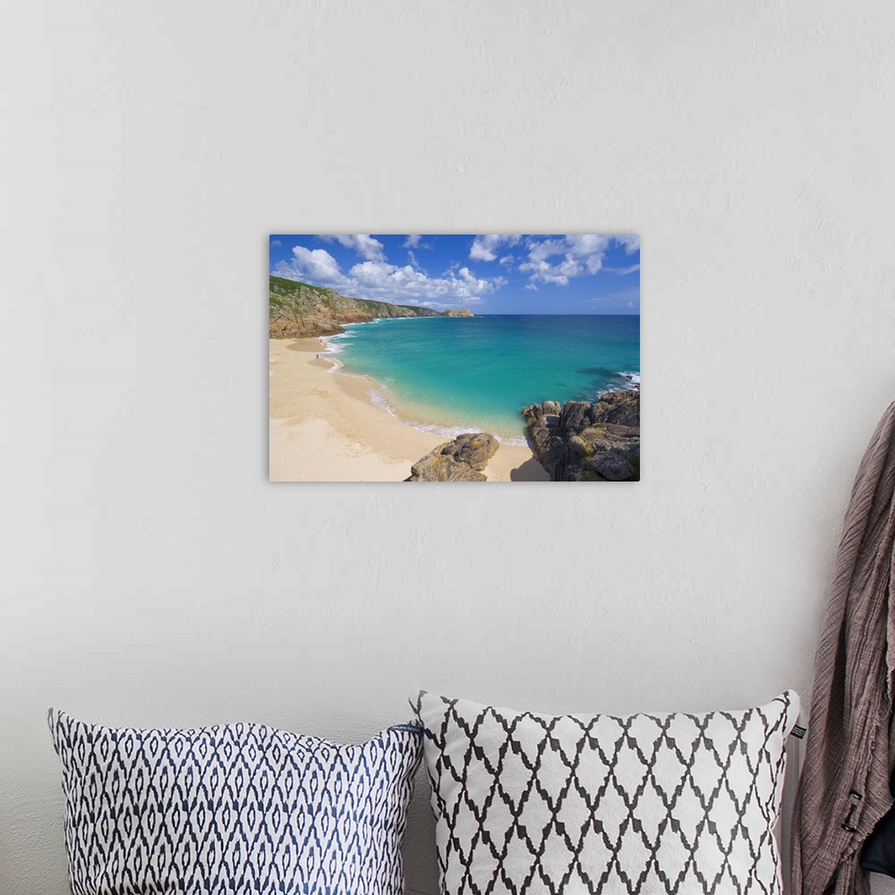 A bohemian room featuring Porthcurno beach, Cornwall, England, UK