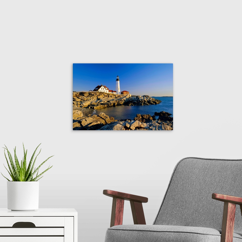 A modern room featuring Portland Head lighthouse, Cape Elizabeth, Maine, New England