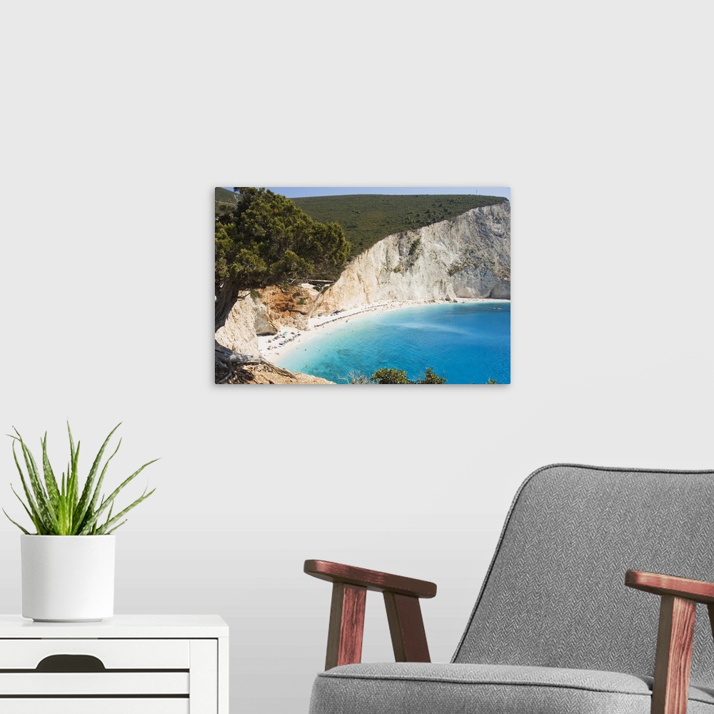 A modern room featuring Porto Katsiki beach, west coast of Lefkada Ionian Islands, Greek Islands, Greece