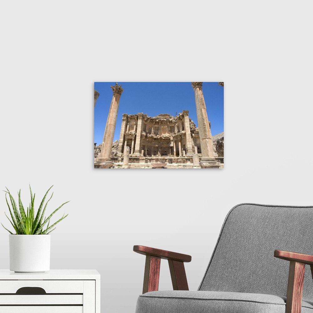 A modern room featuring Propylaeum, gateway to the Temple of Artemis, Roman city, Jerash, Jordan