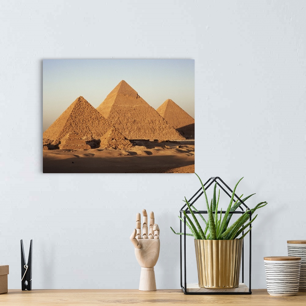 A bohemian room featuring Pyramids at sunset, Giza, Egypt, North Africa, Africa