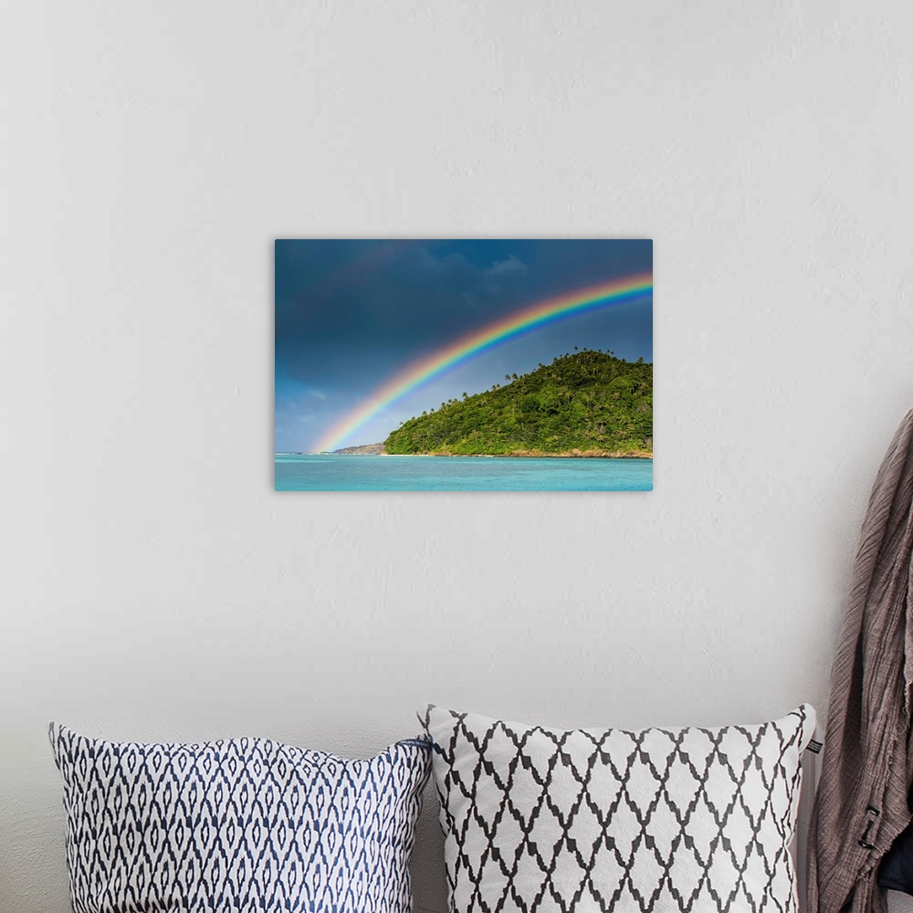 A bohemian room featuring Rainbow over an islet off Ofu Island, Manua Island group, American Samoa