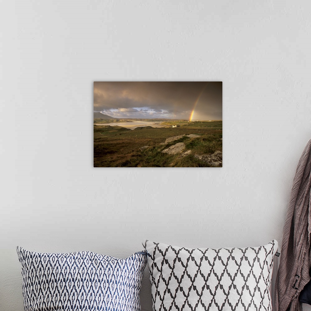 A bohemian room featuring Rainbow over Uig sands , tidal area, from near Timsgarry, Isle of Lewis, Scotland