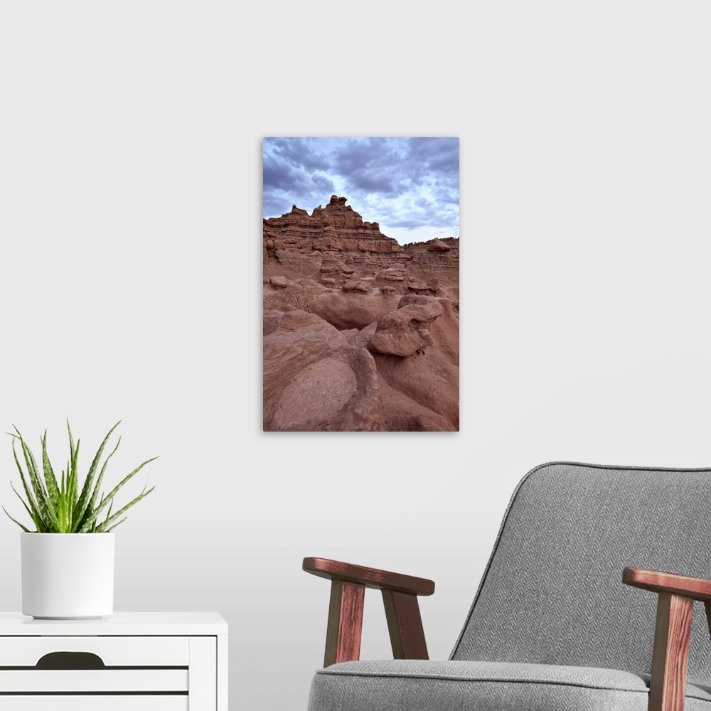 A modern room featuring Red rock badlands at dusk, Goblin Valley State Park, Utah, USA