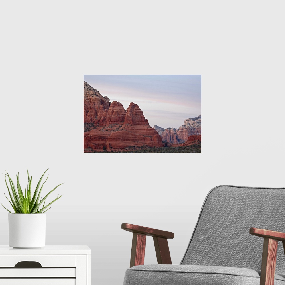 A modern room featuring Red rock formations at sunset, Coconino National Forest, Arizona