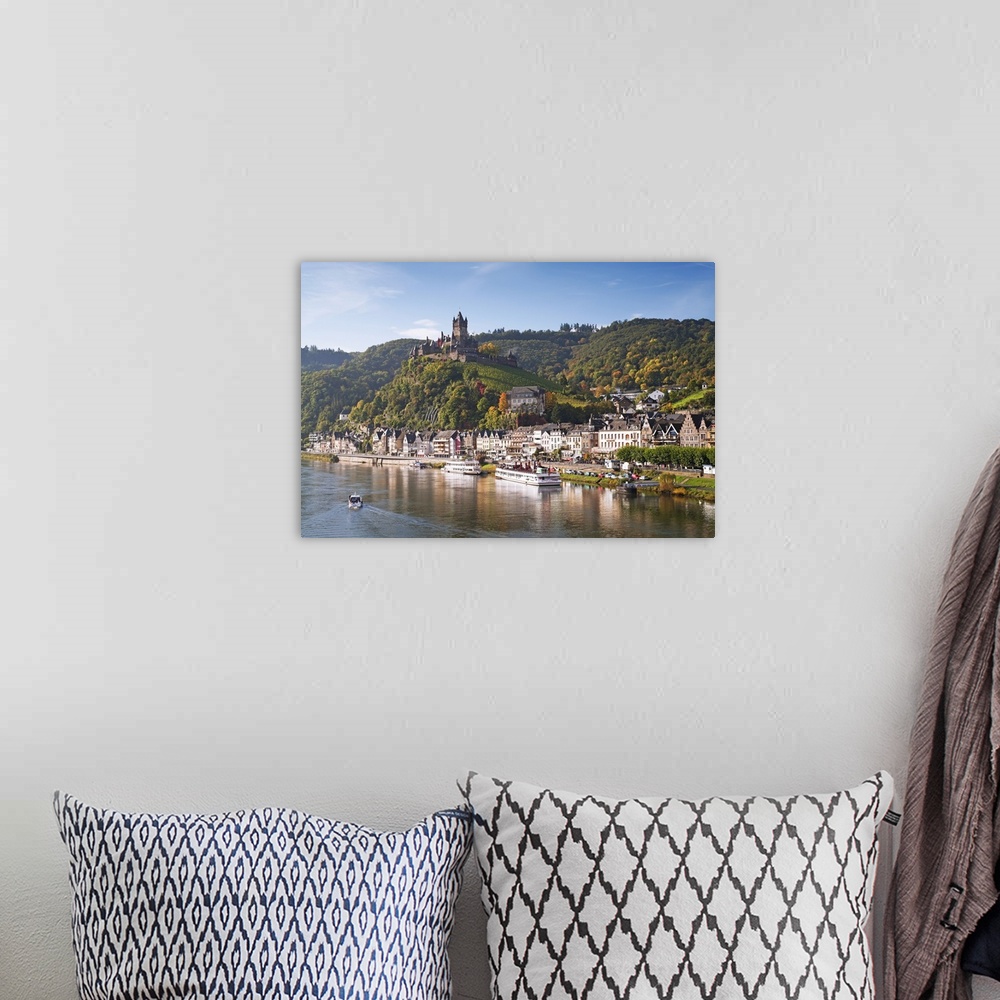 A bohemian room featuring Reichsburg Castel, Cochem, Moselle river, Rhineland-Palatinate, Germany