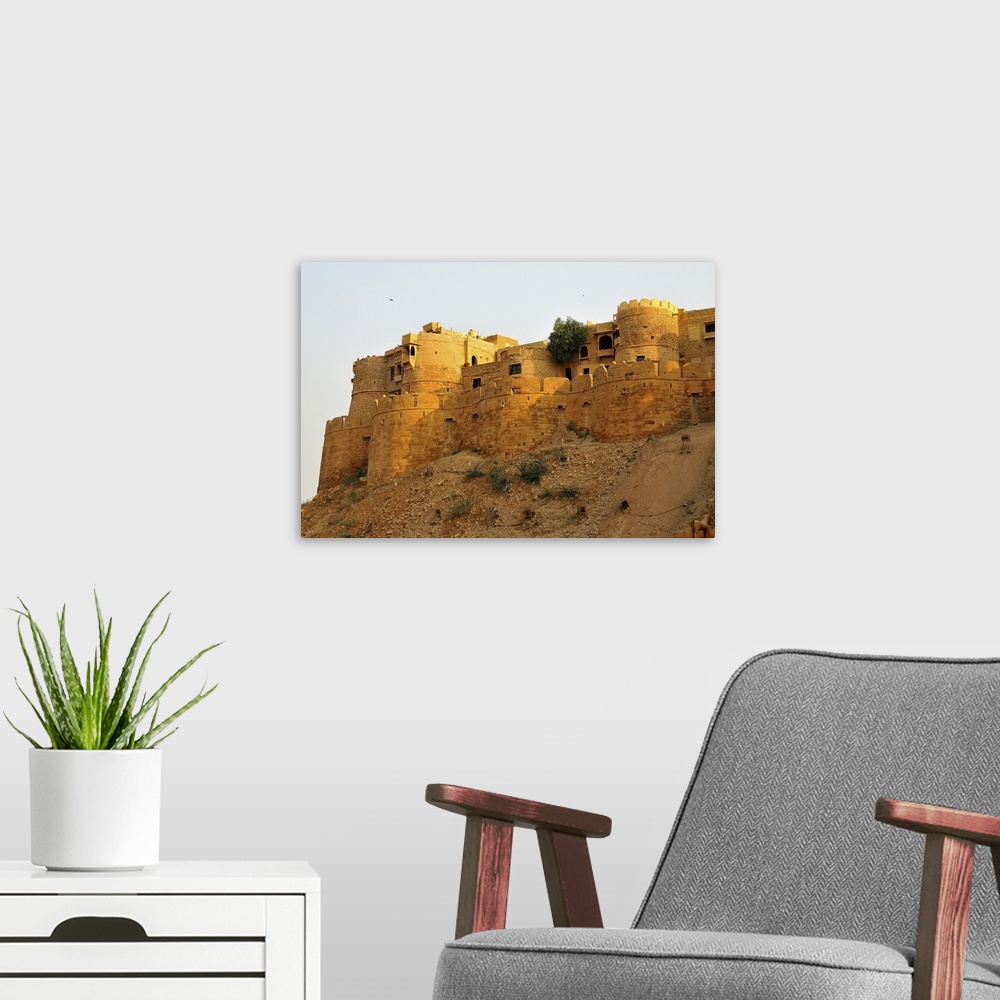 A modern room featuring Remparts, towers and fortifications of Jaisalmer, Rajasthan, India, Asia.