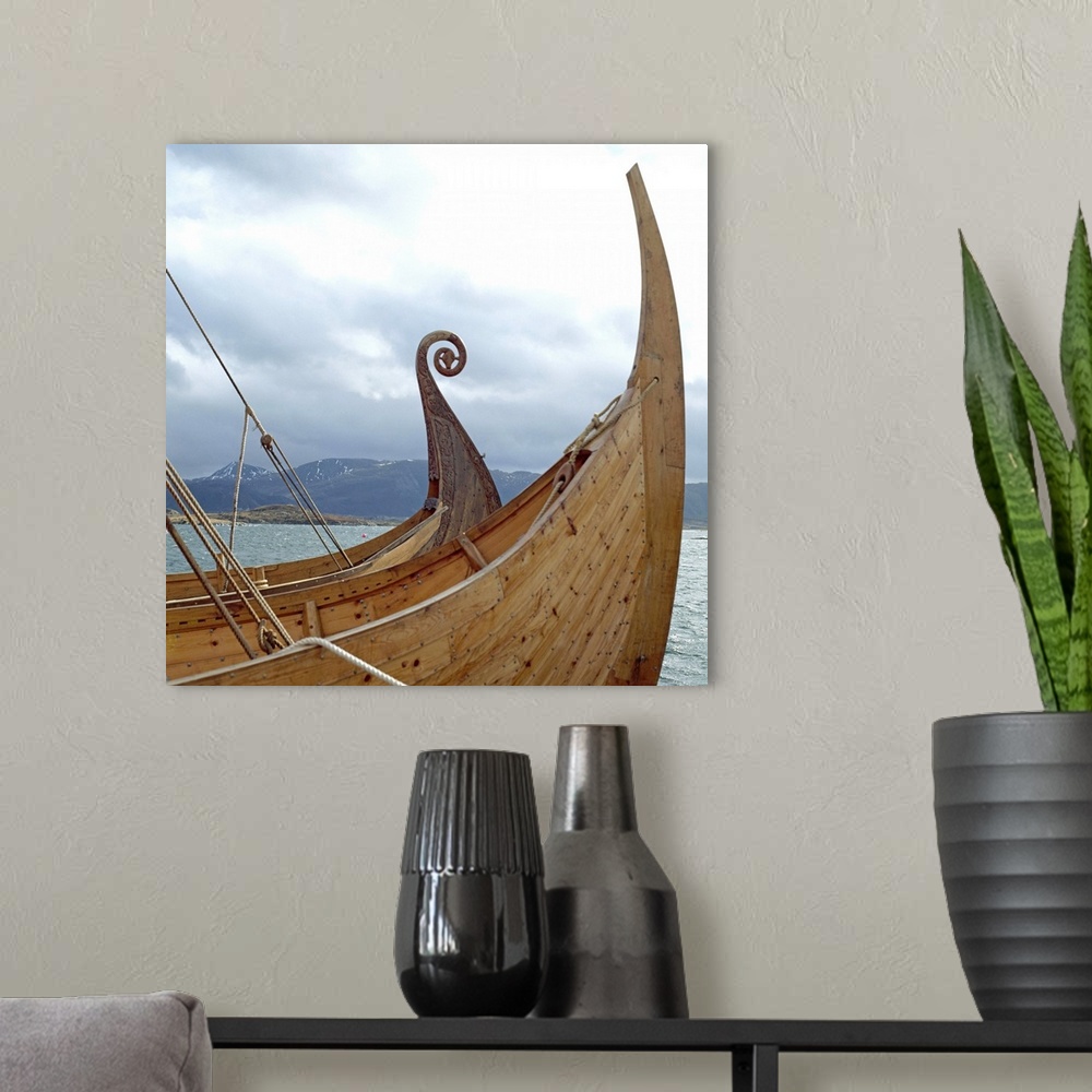 A modern room featuring Replica Viking ships, Oseberg and Gaia, Haholmen, Norway, Scandinavia