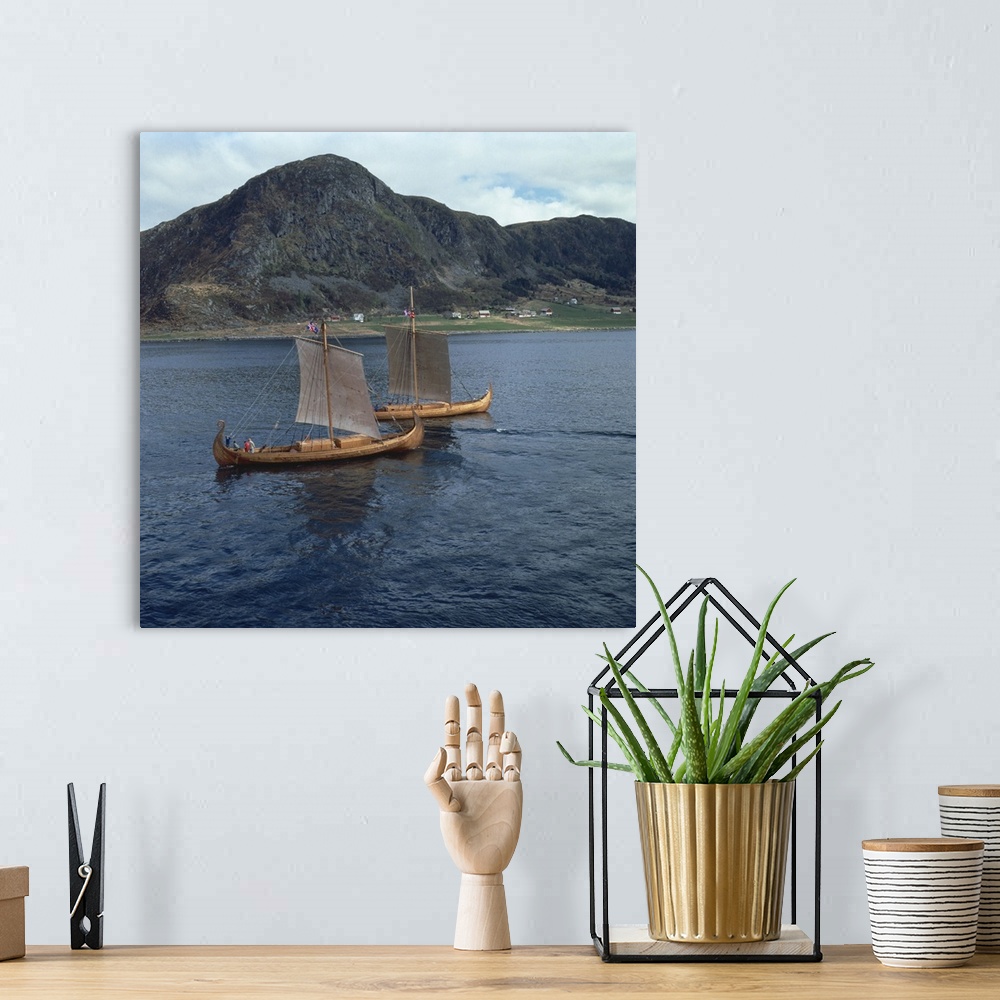 A bohemian room featuring Replica Viking ships, Oseberg and Gaia, near Ulstenvik, Norway, Scandinavia