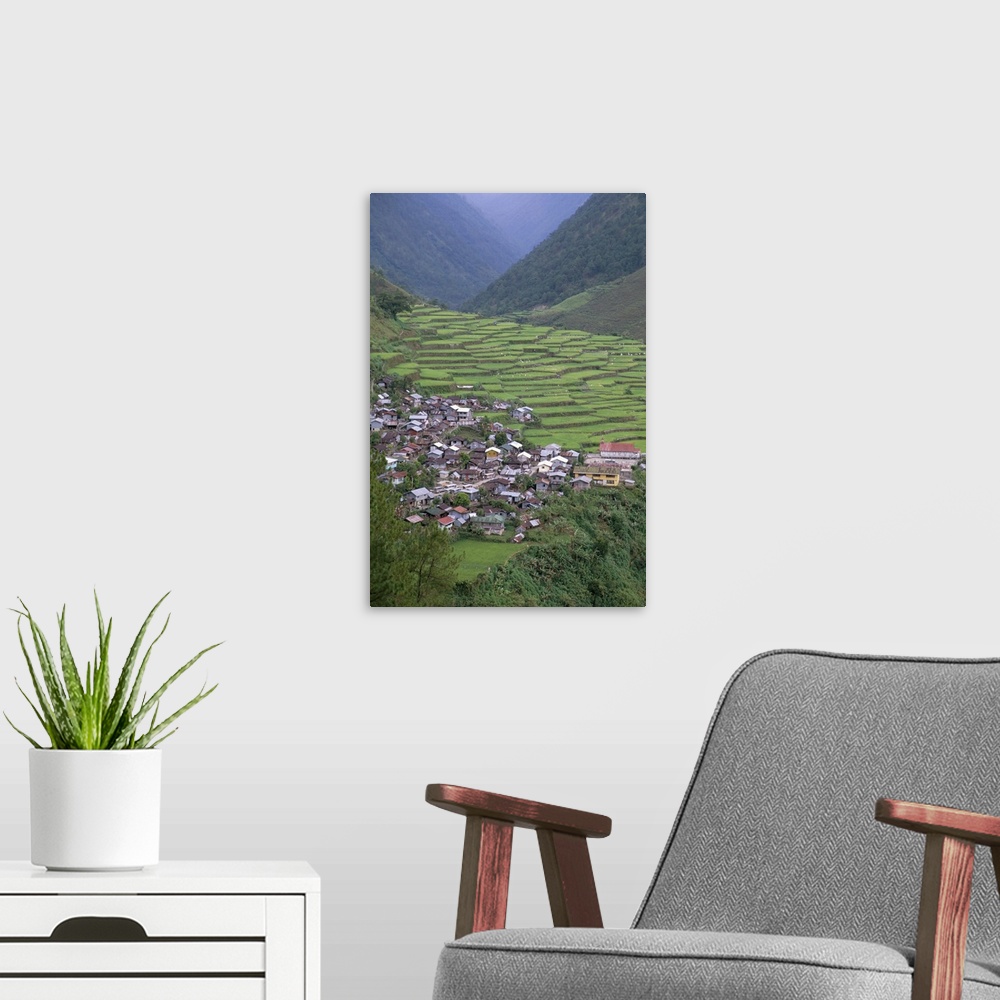 A modern room featuring Rice terraces and village, Banaue, Luzon, Philippines, Southeast Asia, Asia