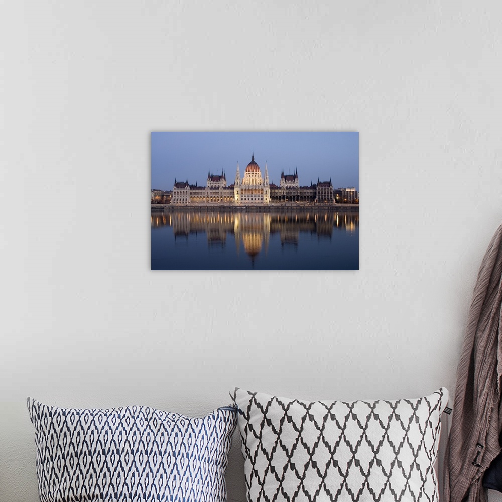 A bohemian room featuring River Danube and Parliament building, Budapest, Hungary