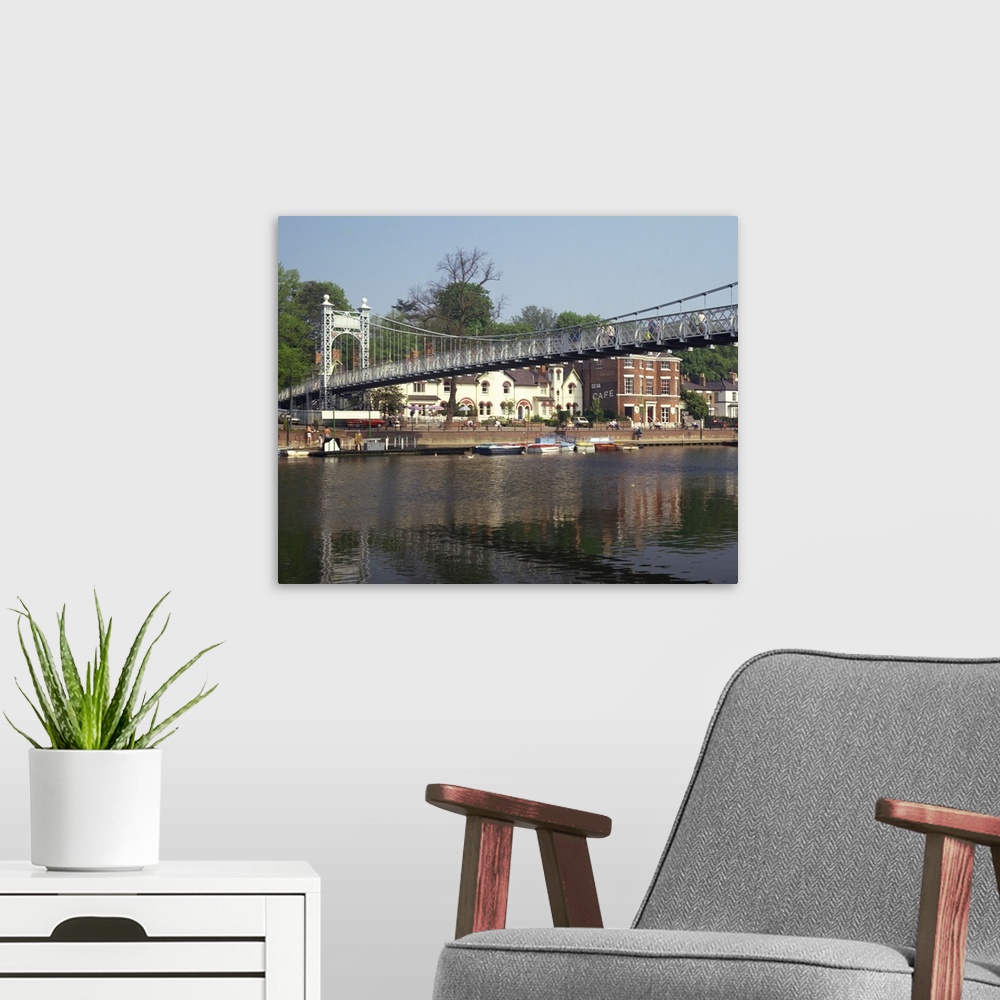 A modern room featuring River Dee and Queens Park Bridge, The Groves, Chester, Cheshire, England, UK