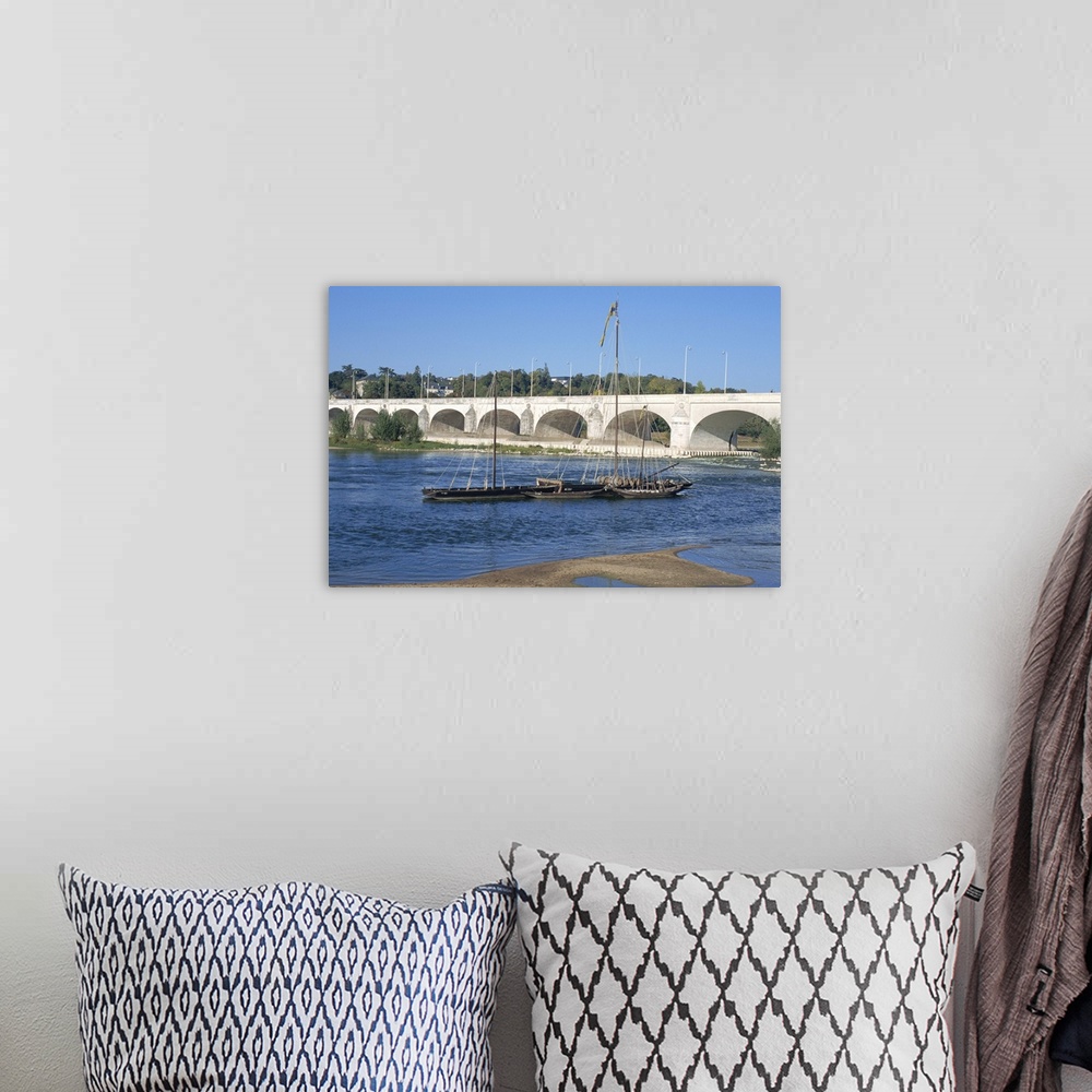 A bohemian room featuring River Loire and Wilson Bridge, Tours, Centre, France, Europe