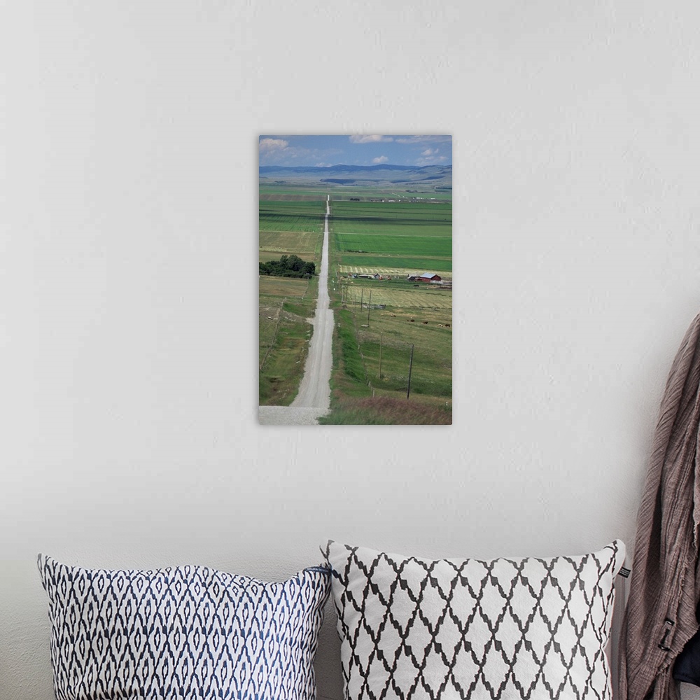 A bohemian room featuring Road across prairie wheatlands, south of Calgary, Alberta, Canada, North America